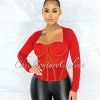 Vendor-unknown Tyronica Red Padded Cups Mesh Corset JUST IN