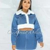 Vendor-unknown Latika Light Denim White Fur Trim Two Piece Set