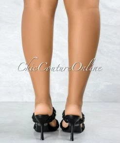 Vendor-unknown SHOES Jessy Black Double Braided Upper Square Toe Heels