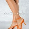 Vendor-unknown SHOES Stefan Orange Straps Ankle Buckle Heel Sandals