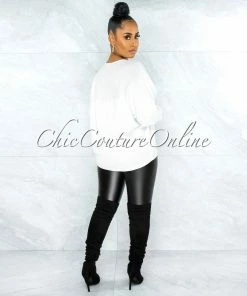 Vendor-unknown Osmel Off-White Front Silver Rhinestones Skull Sweater CLOTHING