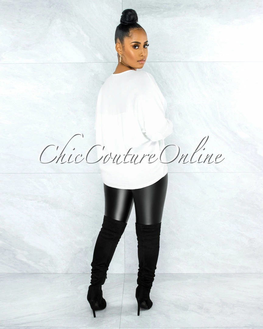 Vendor-unknown Osmel Off-White Front Silver Rhinestones Skull Sweater CLOTHING