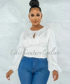 Vendor-unknown Jessica White Satin Top JUST IN