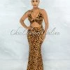 Vendor-unknown Hester Leopard Print Front Key-Hole Halter Maxi Dress JUST IN