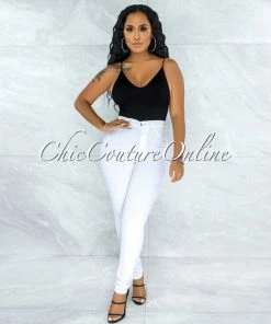 Vendor-unknown Chelsea White Denim High-Waist Skinny Jeans