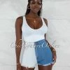 Vendor-unknown JUST IN Chavela Blue Denim Two Tones High Waist Shorts