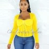 Vendor-unknown JUST IN Tyronica Yellow Padded Cups Mesh Corset