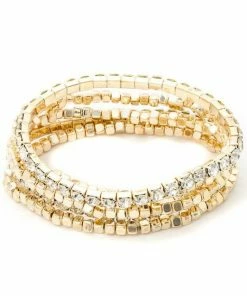 Vendor-unknown ACCESSORIES Kisha Golden Five Piece Beaded Rhinestone Bracelet