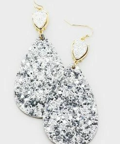 Vendor-unknown Marlyn Gold Hematite Druzy Teardrop Earrings JUST IN