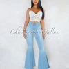 Vendor-unknown Jiny Light Washed Denim High Waist Bell Leg Pants JUST IN