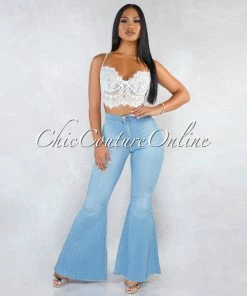 Vendor-unknown Jiny Light Washed Denim High Waist Bell Leg Pants JUST IN