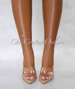 Vendor-unknown RESTOCKS Melrose Cork Sole Clear Upper Pointed Toe Heels