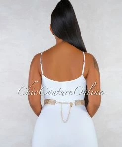 Vendor-unknown JUST IN Love Gold Plate Rhinestones Bendable Belt