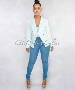Vendor-unknown JUST IN Kenya Light Blue Denim Cut-Out Knees Jeans
