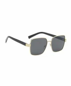 Vendor-unknown Frankie Gold Rim Black Lens Square Sunglasses