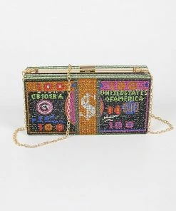 Vendor-unknown CashMoney Black Accent Rhinestones Clutch Bag JUST IN