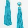 Vendor-unknown Tomi Turquoise Blue Long Tassel Earrings