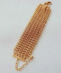 Vendor-unknown JUST IN Lexana Multi Row Gold Wide Link Chain Bracelet