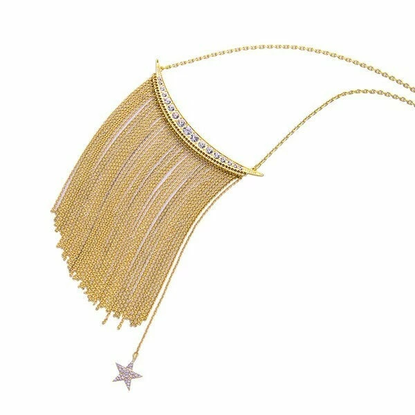 Vendor-unknown Dany Statement Tassel Chain Bib Necklace