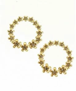 Vendor-unknown Kelley Golden Round Flower Hoop Earrings