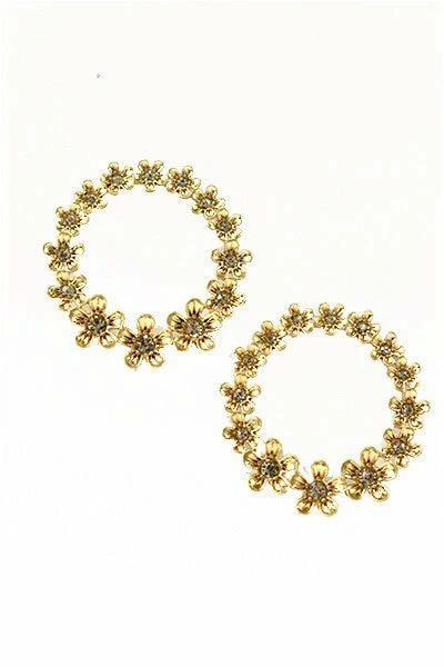 Vendor-unknown Kelley Golden Round Flower Hoop Earrings