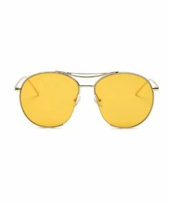 Chic Couture Online Analee Yellow Round Oversized Sunglasses JUST IN