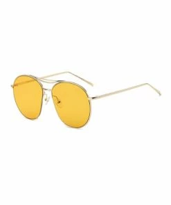 Chic Couture Online Analee Yellow Round Oversized Sunglasses JUST IN